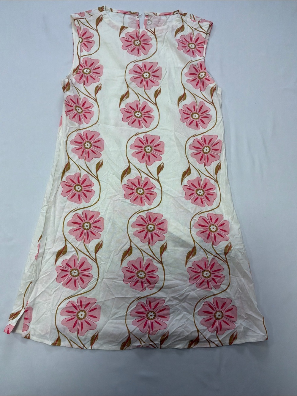 Commense White Dress with Pink Floral Print